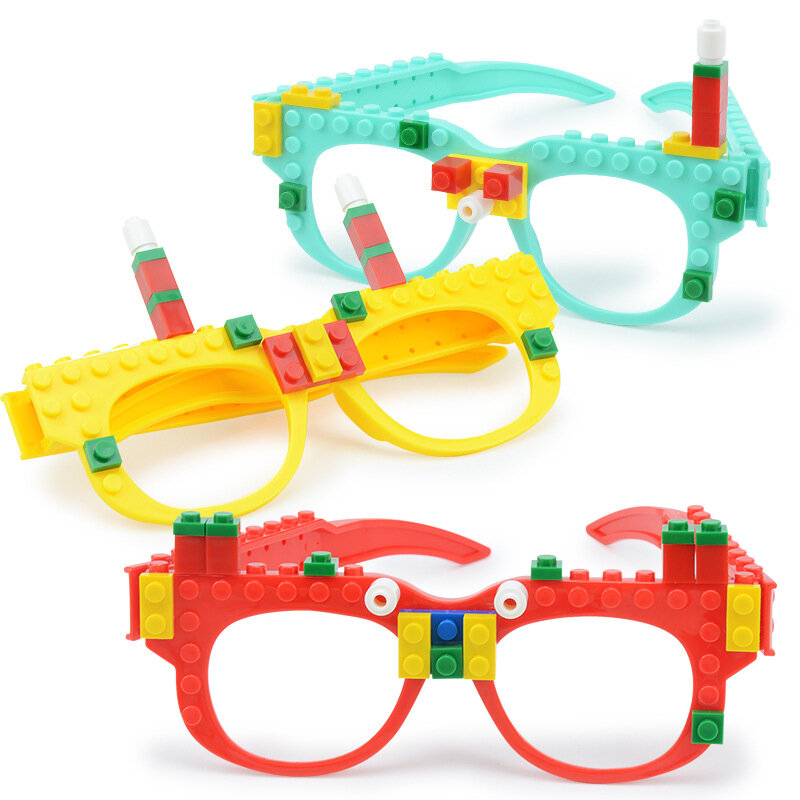 DIY klocki do budowania okulary symulacja małe elementy dla dzieci klocki do układania różnorodność kreatywne puzzle puzzle zabawki