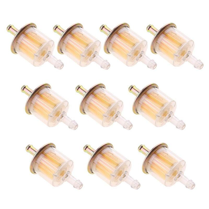 2/3 10pcs Plastic Universal Motorcycle Petrol Inline Fuel Filter Fits 7mm Pipes