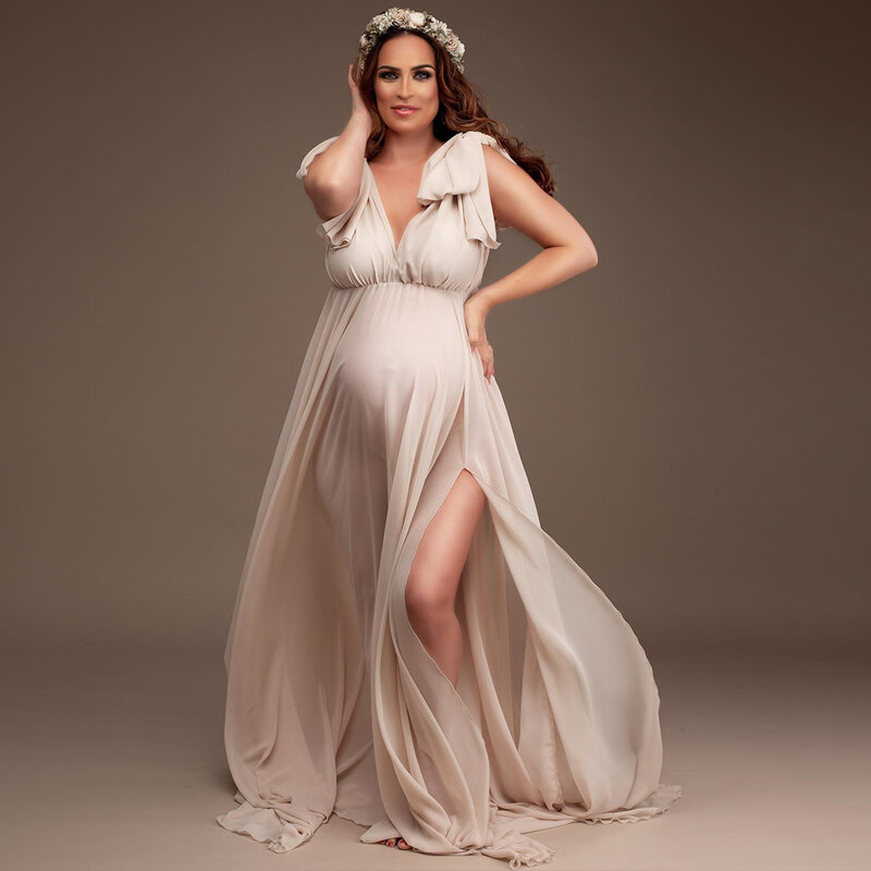 Suknia fotograficzna ciążowa miękka kabriolet wiele sposobów sukienka sukienka ciążowa sesja zdjęciowa sukienka fotograficzna dla kobiet