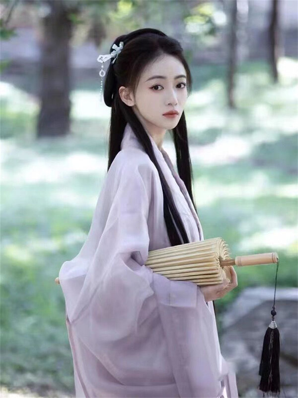 Hanfu gaun kostum Halloween wanita, Hanfu Cina kuno, kostum Cosplay peri Hanfu ukuran XL