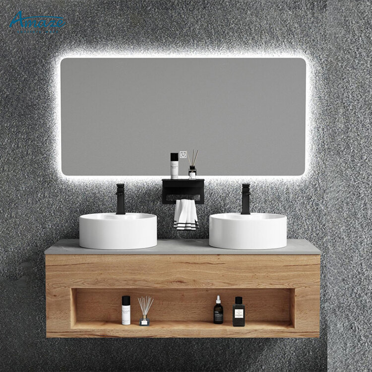 Lavabo en acier inoxydable avec miroir, dessus de seau moderne, vanité, armoire, offre spéciale