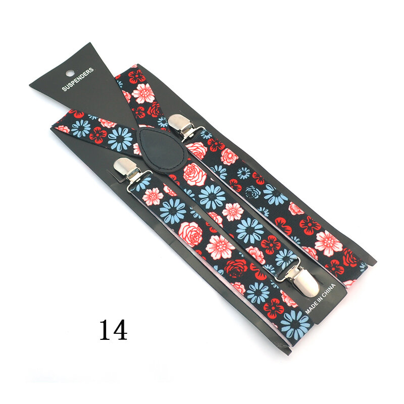 Kaus Pria Suspender untuk Celana Panjang Pemegang Kawat Gigi Pernikahan Suspender Sabuk Tali Mode 18 "Bunga Bunga" Pola Campuran