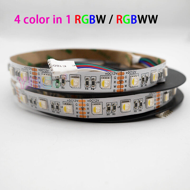 Luces led RGBW/RGBWW de 12 V/24 V CC, tira de luces led flexible en 4 colores en 1, 60 ledes, chip LED/m 300 focos resistentes al agua IP30/65/IP67 5050 SMD, 5 m/lote