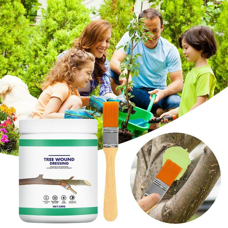 Sellador de poda de árboles, pasta de corte, cepillo para Injerto de plantas y bonsái, reparación de heridas, 100g