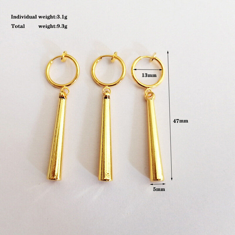 3Pcs/Set Roronoa Zoro Earrings Ear Clips Gold Color Small Geometric Non-Pierced Jewelry Hip Hop Wholesale Pendant Earrings
