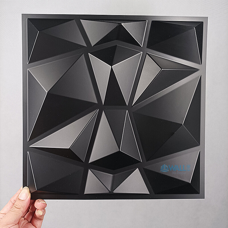 다이아몬드 디자인의 3D 벽 패널, 무광 블랙 벽지, 타일 패널 금형, 90 년대 미적 방 장식, 30x30cm, 12 개