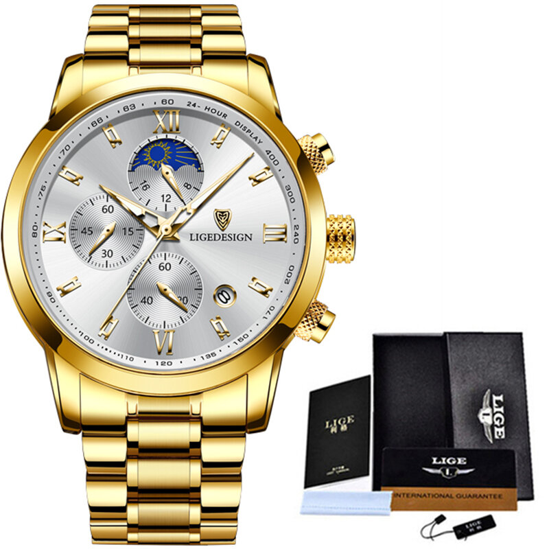 LIGE Luxury Mens นาฬิกากันน้ำแฟชั่นนาฬิกาชายนาฬิกากีฬาผู้ชายนาฬิกาข้อมือควอตซ์ Relogio Masculino