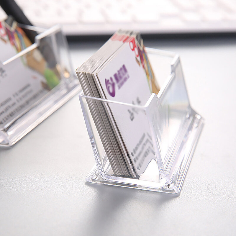 Porte-cartes de visite de bureau en plastique transparent, étagère de bureau transparente, boîte de rangement, présentoir, porte-cartes, stationnaire étudiant