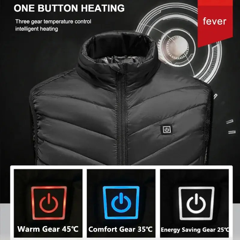 PHMAX-Vest térmico aquecido para homens, casaco quente, caminhadas, esqui, ao ar livre, esportes, roupas de aquecimento, USB 9, 2 lugares, inverno