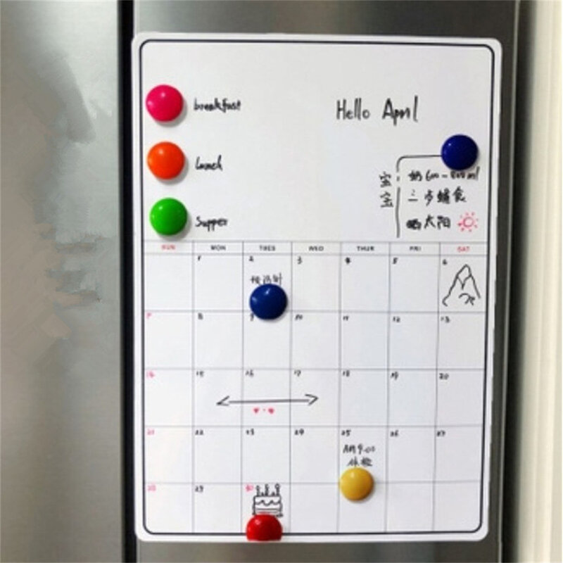 Магнитный календарь A5 для холодильника, планер, календарь, стол, сухой стираемый, белая доска, наклейка на холодильник, доска для сообщений, меню