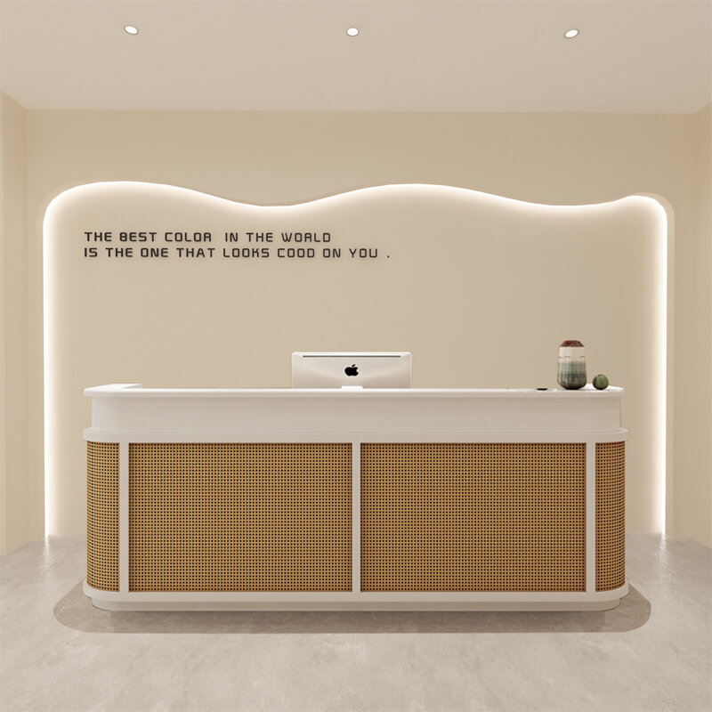 Meja resepsi Modern toko pakaian Salon kuku meja informasi kesederhanaan kasir Mesa De Masera BlancaNordic Furniture