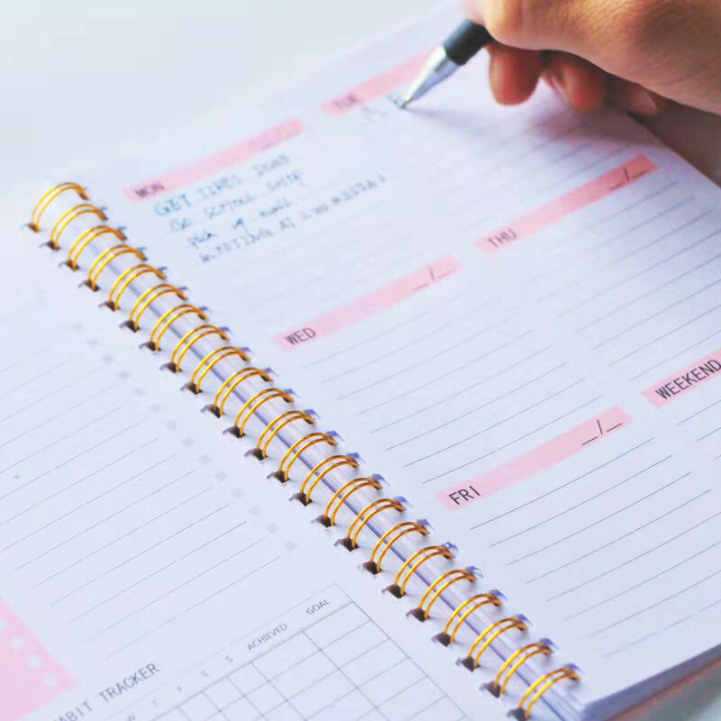 SIMU-Agenda Planner Notebook, Planejador Semanal, Objetivo Hábito, Horários Jornal, Papelaria Escolar, Diário do Escritório, A5, 2023