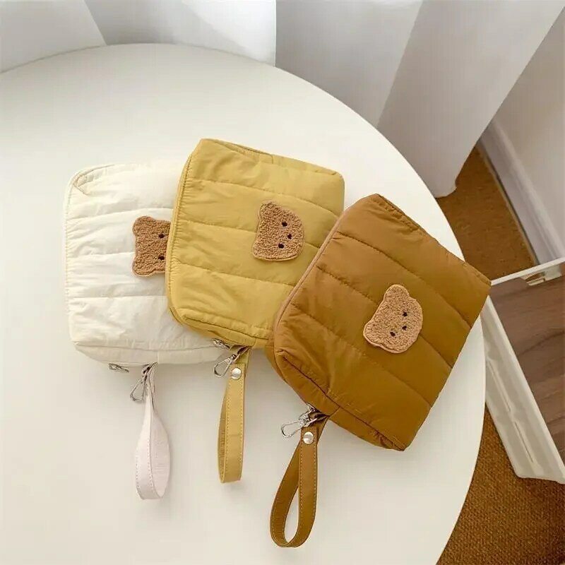 사랑스러운 아기 기저귀 가방, 한국 패션 카와이 만화 곰 기저귀 병 보관 가방, 휴대용 카와이 엄마 유모차 가방, 1 개