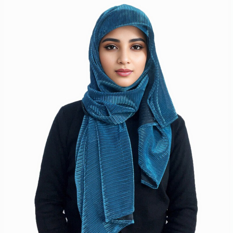 Foulard Hijabs Musulman en Mousseline de Soie pour Femme, Long Châle, Enveloppe de Sauna, Turban Islamique
