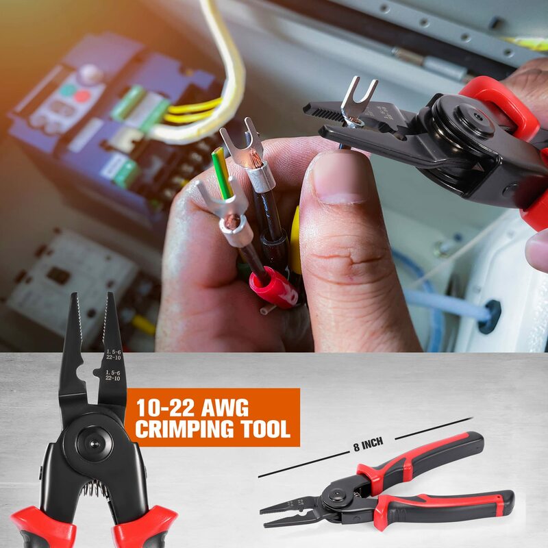 5 In 1 Versatile Tool Kit with Linesman Plier Wire Stripper Crimping Tools Sheet Metal Shear and Diagonal Plier