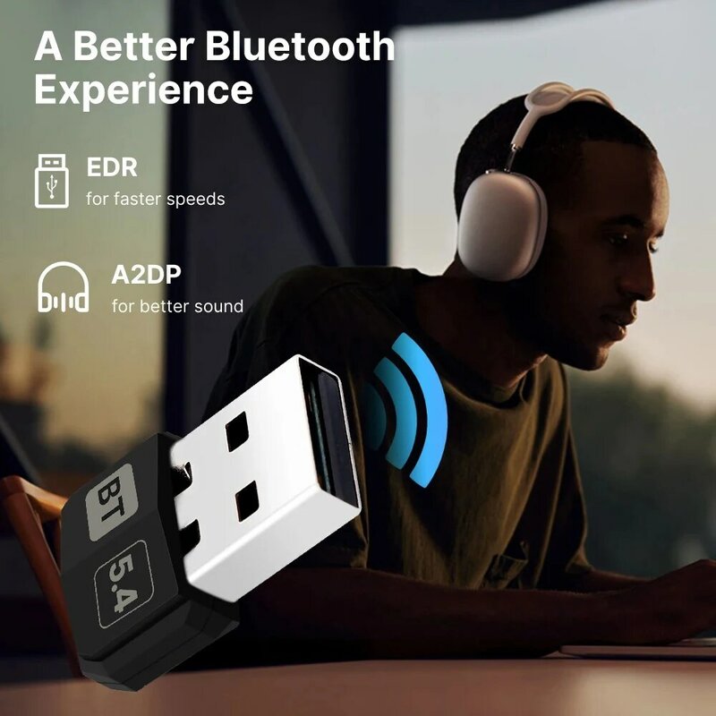 Adaptateur USB Bluetooth 5.4, émetteur et récepteur sans fil, dongle pour PC, ordinateur portable, souris, clavier, haut-parleur audio