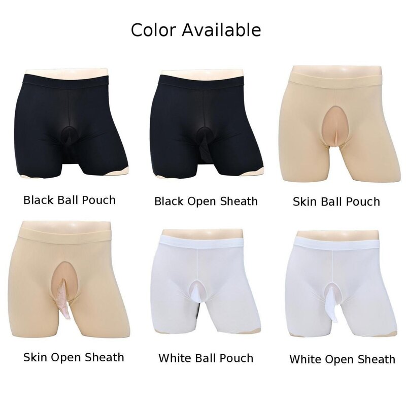 Mens Sexy Underwear Silky Boxer Shorts Ice Silk Bulge Pouch Briefs Trunks Underpants Breathable Comfortable Panties Lightweight