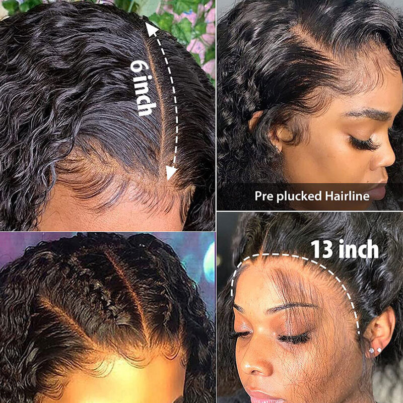 Pelucas de cabello humano rizado con encaje Frontal para mujer, pelo Remy brasileño transparente HD de 30 pulgadas, mojado y ondulado, 13x4