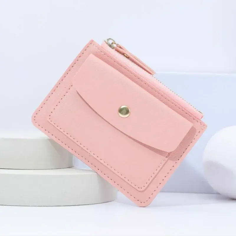 Skórzane torebka damska damskie proste portfele Mini z zamkiem błyskawicznym solidne, wielkartowe, małe portfele na monety