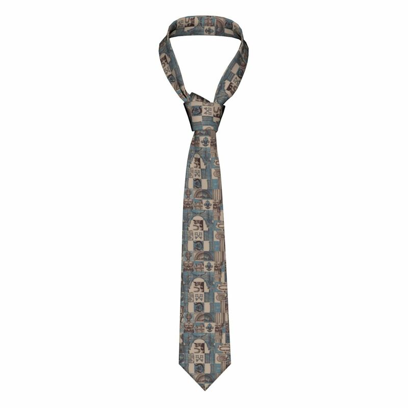 Mens Tie Slim Skinny Abstract Ancient Architecture Necktie Fashion Free Style Tie for Party Wedding