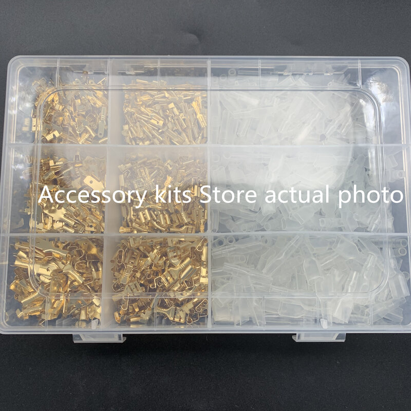 Boxed 6.3/4.8/2.8mm spring insert sleeve 900pcs cold pressed wiring plug-in terminal set gold