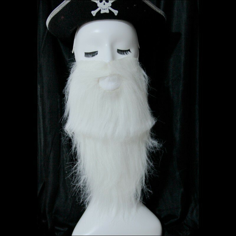 Decoraciones navideñas de Papá Noel, barba larga blanca, hombre viejo, abuelo, barba (tela peluda), accesorios de fiesta de Cosplay