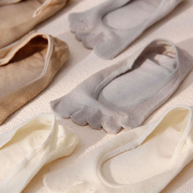 3 шт., носки-башмачки с пятью пальцами, одноцветные, для мужчин и женщин, 80% шелк тутового шелкопряда, вязаные, простые, прочные, дышащие, эластичные манжеты