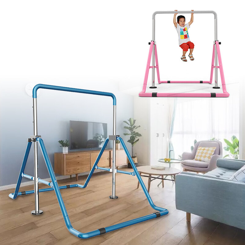 Детская тренировочная балка, горизонтальная гимнастическая балка для комнатных видов спорта, регулируемые синие/розовые детские домашние игровые балки