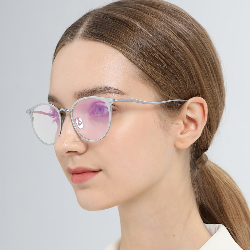 FONEX 여성을위한 순수 티타늄 아이 안경 프레임 레트로 라운드 처방 안경 남성 새로운 빈티지 근시 광학 안경 8509