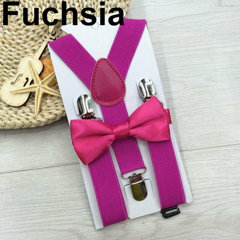 Clip-On Kids Suspenders Children Adjustable Y-Back Suspenders Bowtie Matching Outfit Candy Colors Christmas Costume Strap Clip