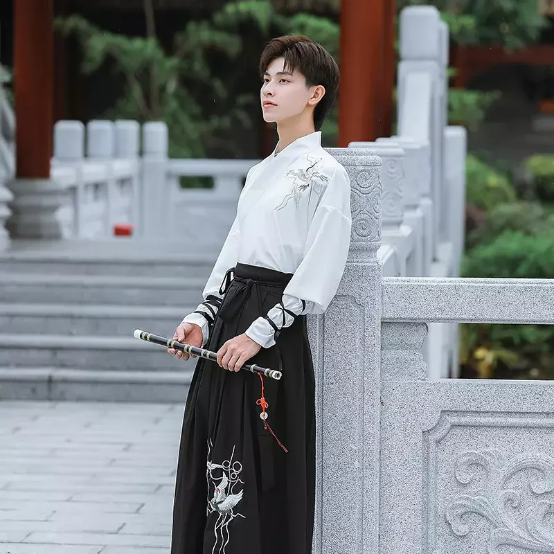 Ancient Chinese Han Dynasty Traditional Costume Hanfu Men Oriental Swordsman Stage Cosplay Costume Tang Suit Hanfu Robe