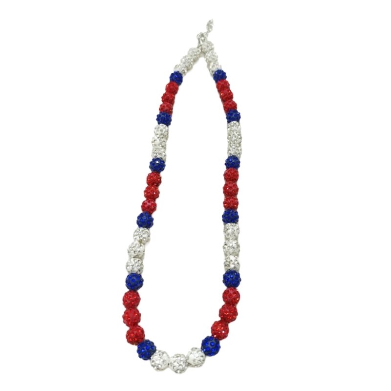 Collar béisbol con diamantes imitación, cadena para cuello colorida, accesorio elegante con tema deportivo