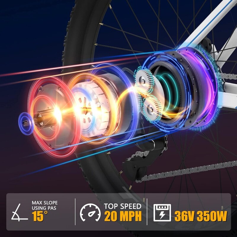 จักรยานไฟฟ้าโทเท็มสำหรับผู้ใหญ่26 ”มอเตอร์จักรยานไฟฟ้าเสือภูเขา350วัตต์2.0วิคเตอร์20MPH พร้อมแบตเตอรี่แบบถอดได้10.4Ah 36โวลต์ E-MTB พร้อม SH