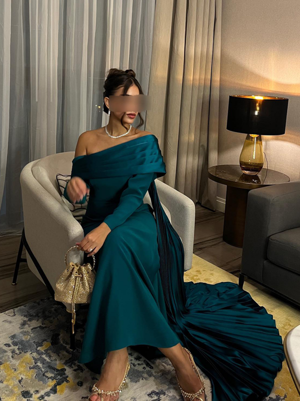 Элегантное платье Jirocum с открытыми плечами для выпускного вечера женское атласное платье с юбкой-годе вечернее платье ДРАПИРОВАННОЕ на заказ 2024 новые платья для торжественных случаев
