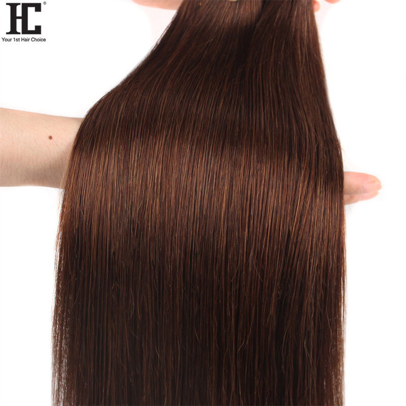 Extensiones de cabello humano para mujeres negras, mechones de cabello liso marrón claro, 8-40 pulgadas, 1/3/4 mechones, venta al por mayor, n. ° 4