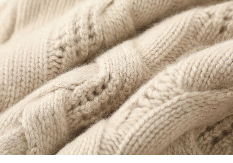 Suéter grueso de Cachemira de lujo para mujer, jersey de diseño, ropa de invierno, cuello redondo, holgado, ahuecado