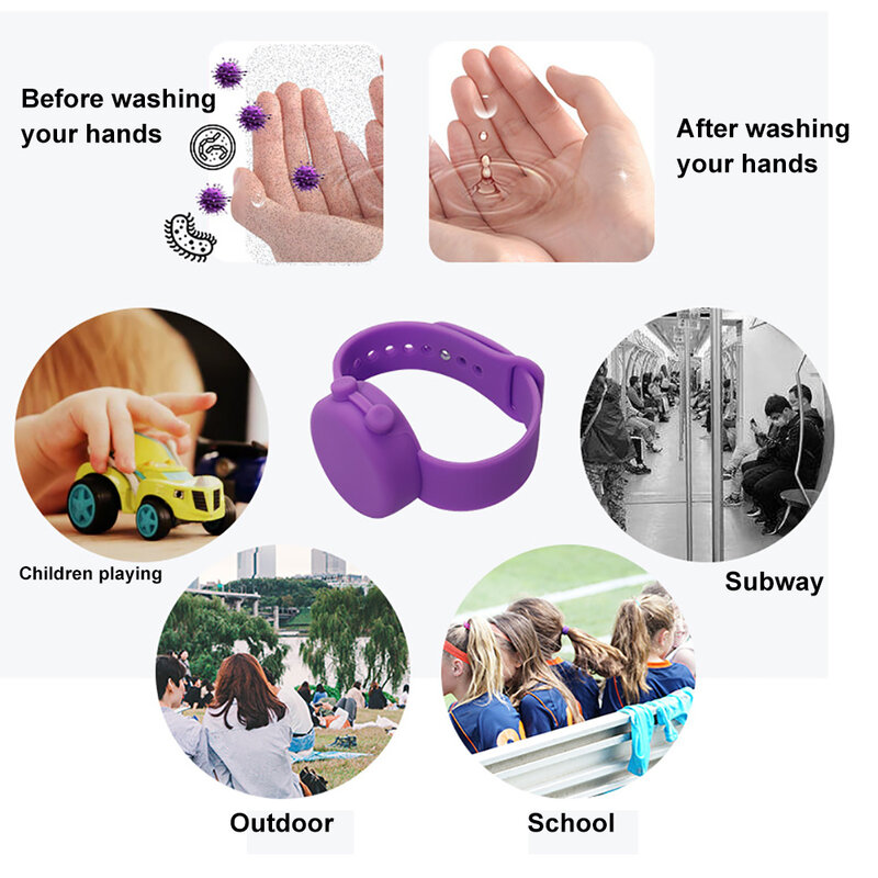 Portable Disinfection Wristband For Outdoor Silicone Sanitizer Disinfectant Bracelet With Dispenser Alcohol Disinfection Anytime