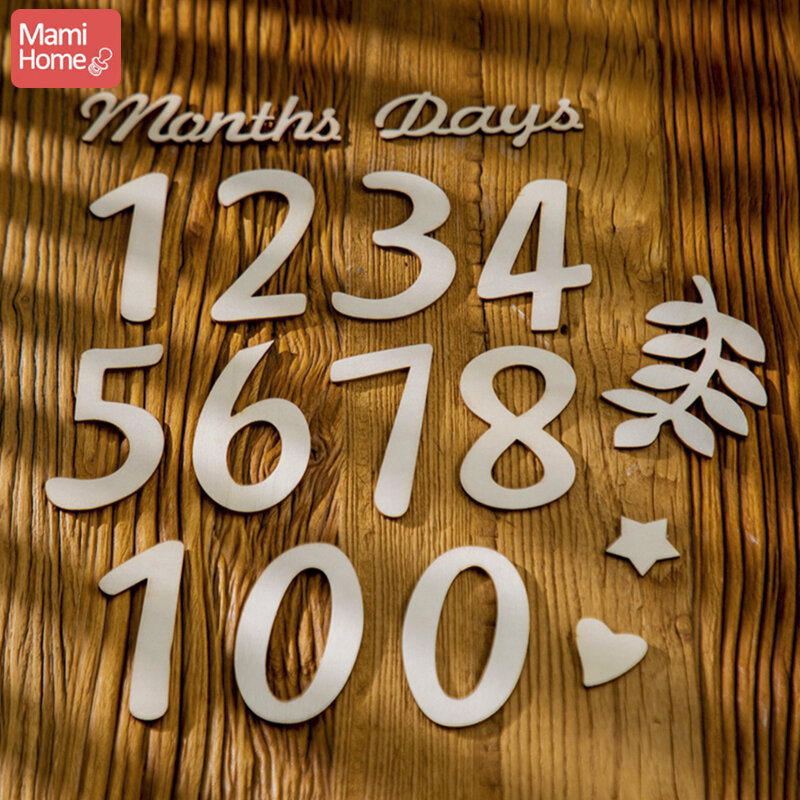 Baby Wooden Milestone Cards Memorial Monthly Newborn Number Photography Props Accessories For Infant Birth Gift Souvenir Set