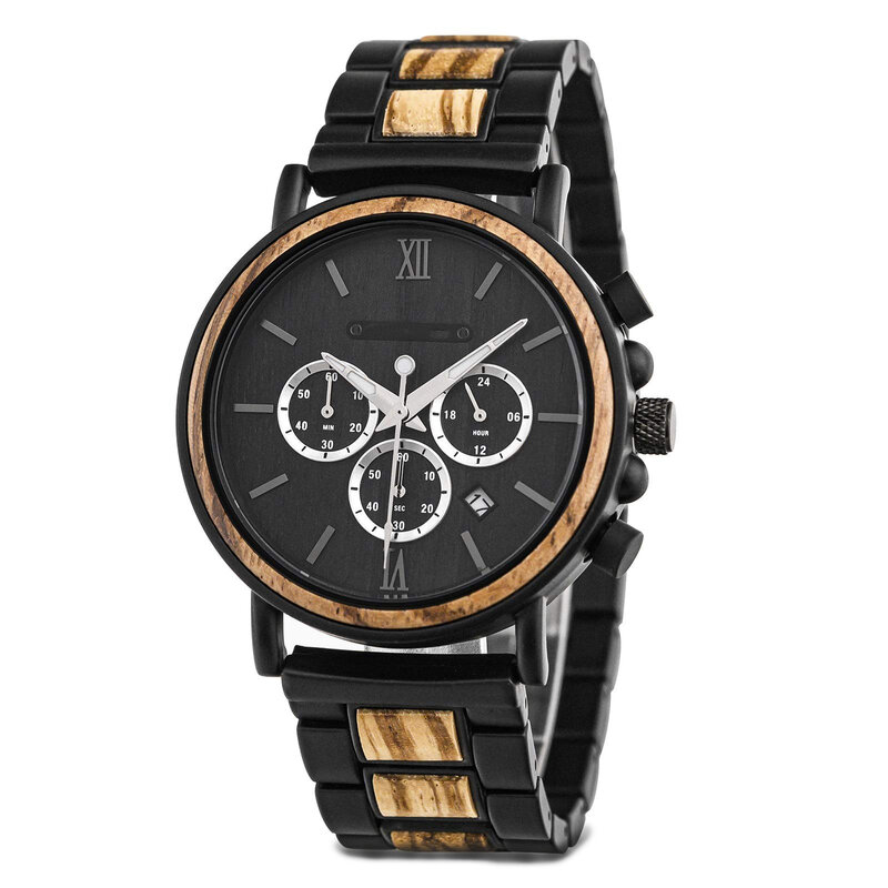 New Men's Wrist Watches Stylish Wood Watch Analog Quartz Casual Wooden Wrist Watch with Gift Box