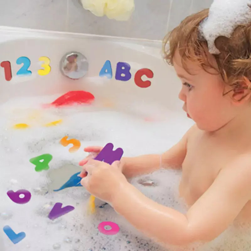 36 pz/set alfanumerico lettera giocattolo da bagno Puzzle 3D giocattoli da bagno per bambini Soft EVA bambini giocattoli per l'acqua del bambino per il bagno giocattolo educativo precoce