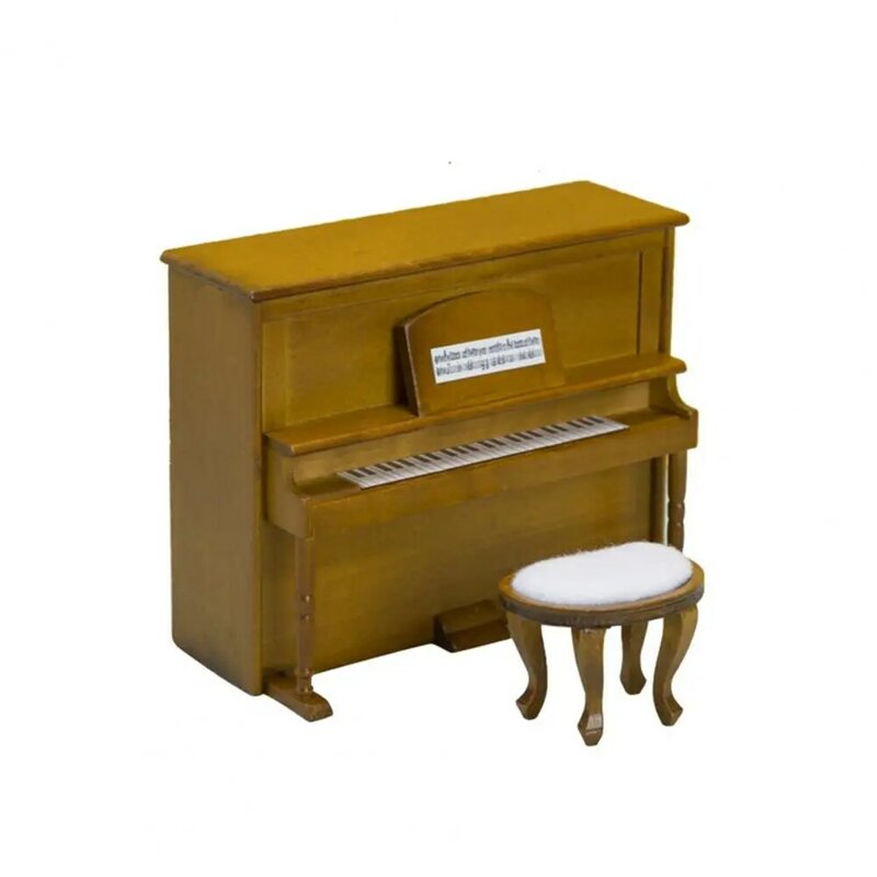 Model Piano Instrumen rumah boneka realistis, mainan Piano simulasi tinggi dengan tepi halus untuk bermain