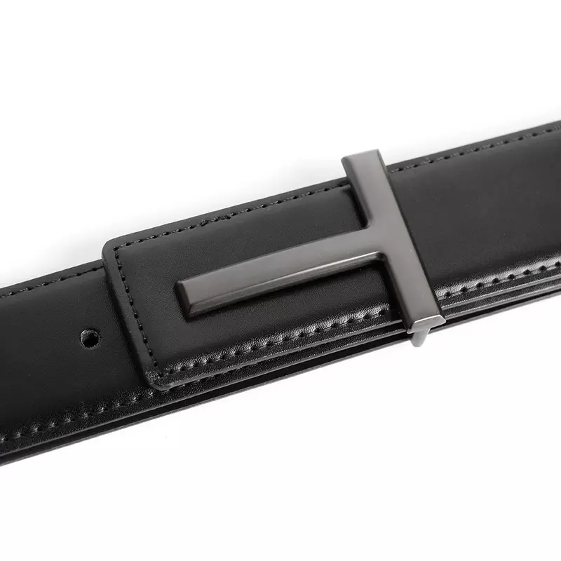Fashion Business Luxury Designer Brand T Buckle Belt Men High Quality Women Genuine Real Leather Dress Strap for Jeans Waistband