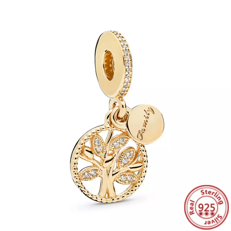 925 Sterling Zilveren Gouden Charme Kroon Stamboom Veiligheidsketting Holle Kralen Voor Originele Pandora Armbanden Vrouwen Sieraden Diy