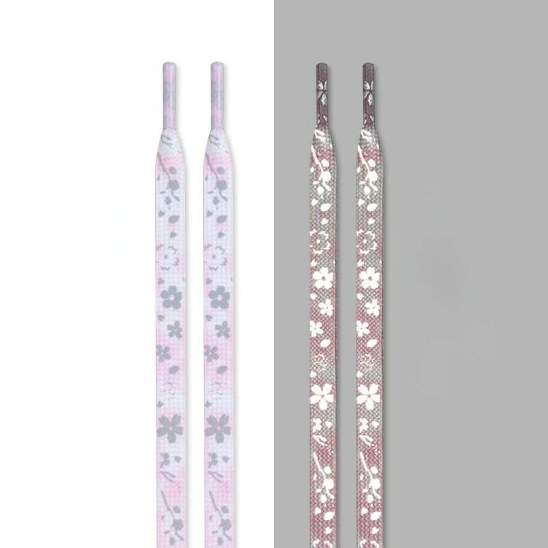 Reflektierende Schnürsenkel lässige Turnschuhe Dekoration für Herren und Damen Kirschblüte rosa blau flache Schnürsenkel Schuhe Accessoires