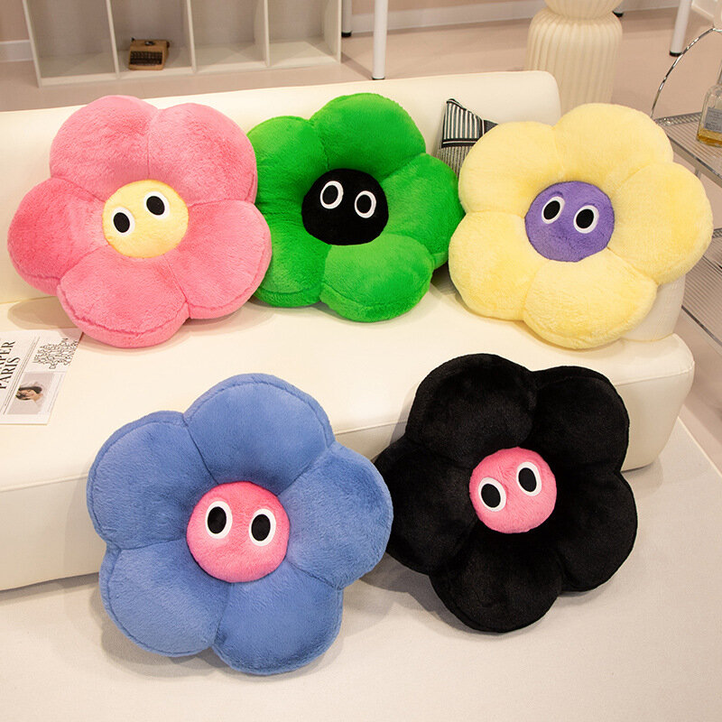 1Pc Cartoon Fluffly Color Simulation Flower peluche cuscino carino piante di peluche morbido cuscino lavabile tappetino per ragazze regalo