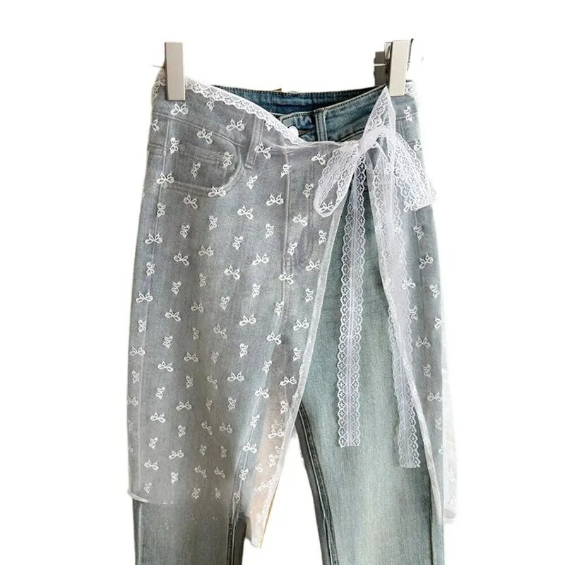 Ins Blogger-falda de gasa en capas con lazo para mujer, delantal envolvente, ropa de calle apilable, Y2k, Y4p7