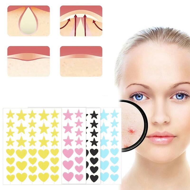 Patches de espinha em forma de estrela para a maioria dos tipos de pele, Pimple Patch, colorido e invisível, hidrocolóide, cuidado facial