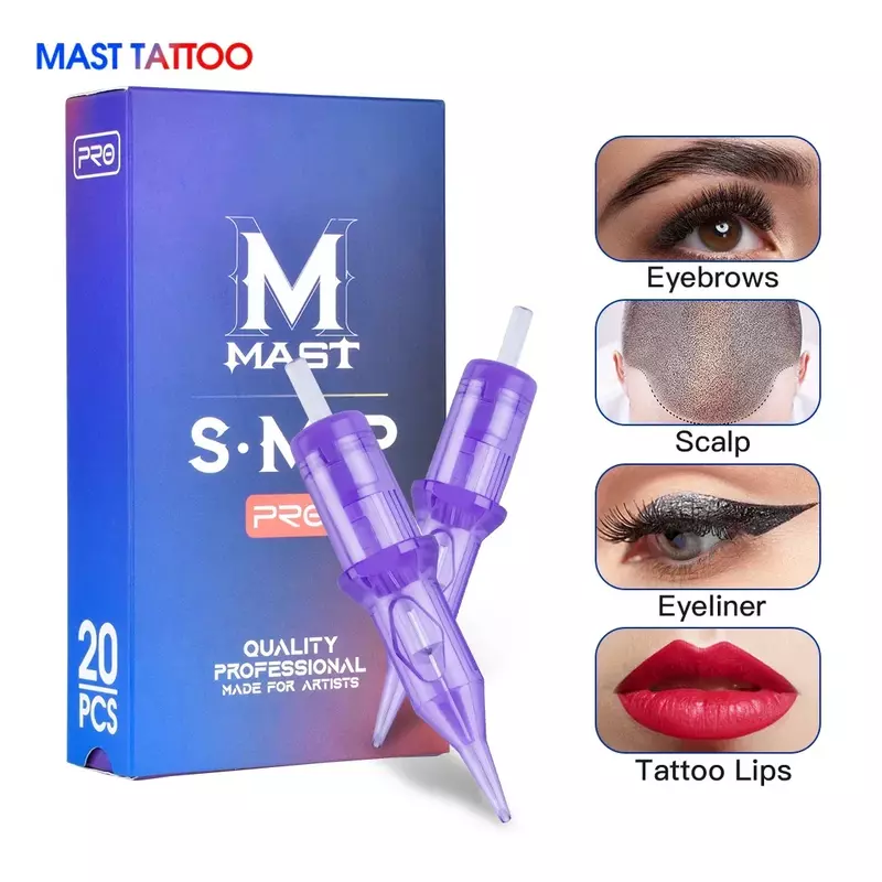 Jarum Kartrid Tato 20 Buah Jarum Makeup Bibir Alis Semi Permanen Sekali Pakai Profesional RL untuk Pena Mesin Tato