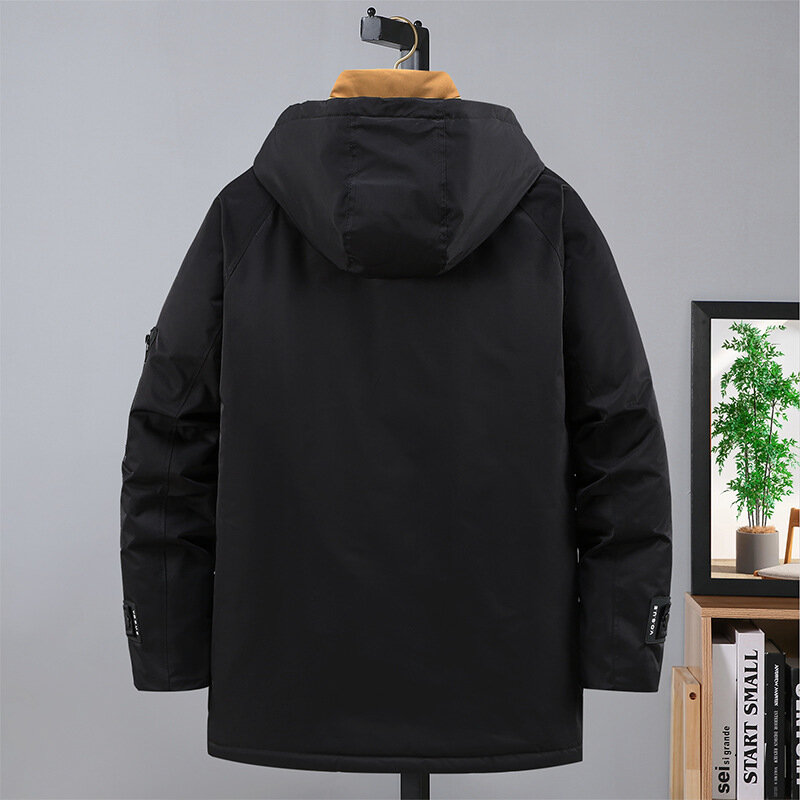 Plus Size Medium Long Loose Cotton Coat For Men Winter New Trend Casual Work Wear Cold Resistant With Hat 160kg 10xl 9XL
