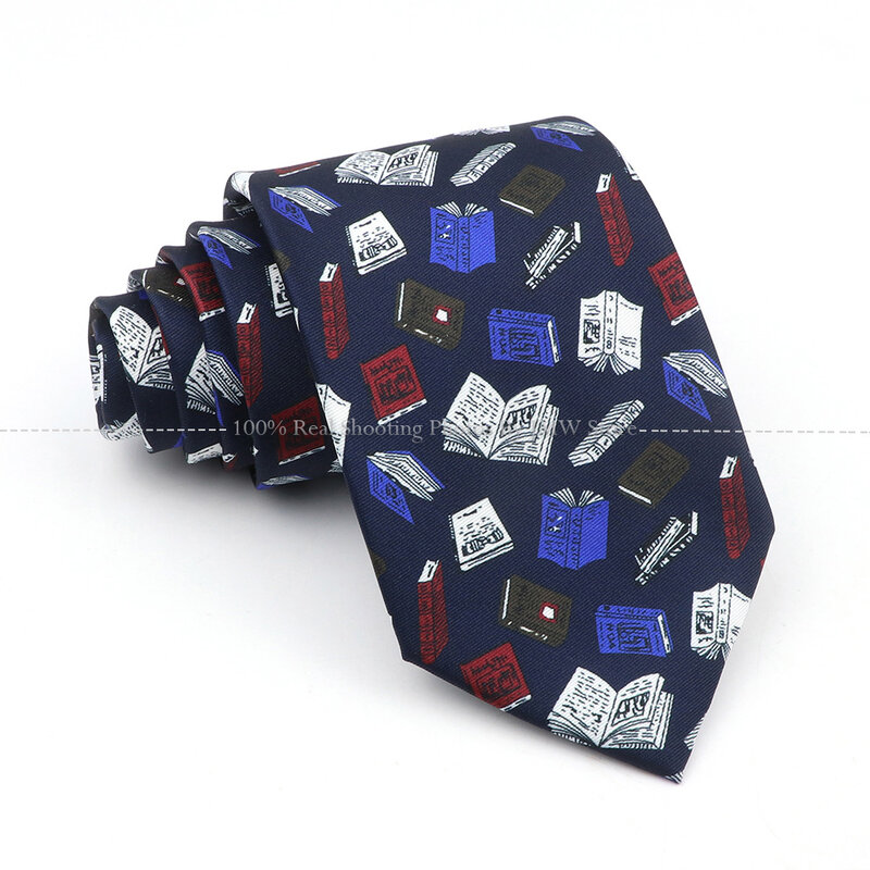 New Men's Soft Silk Tie Creative Graffiti Chemistry Physical  Animal Necktie Daily Wear Cravat Wedding Business Party Gift